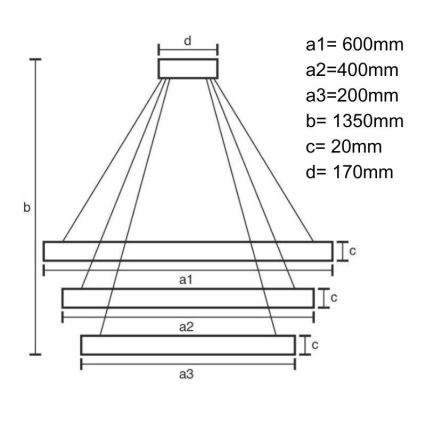 LED dimmbare Hängeleuchte an Kabel LED/90W/230V 3000-6500K Ø 60 cm + Fernbedienung