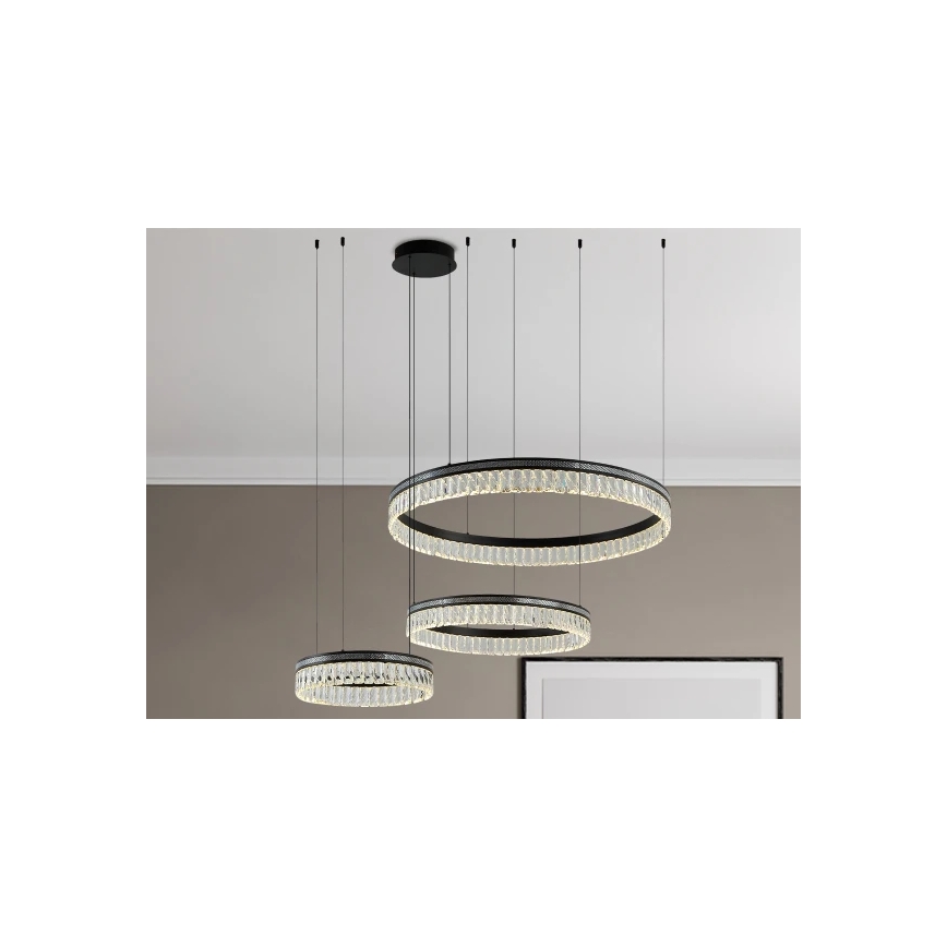 LED-dimmbarer Kristall-Kronleuchter an Stahlseil THALIA LED/120W/230V 3000-6000K + Fernbedienung