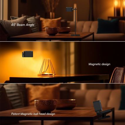 LED dimmbare magnetische wiederaufladbare Schreibtischlampe 4in1 LED/3W/5V 3000-6000K 1800 mAh schwarz