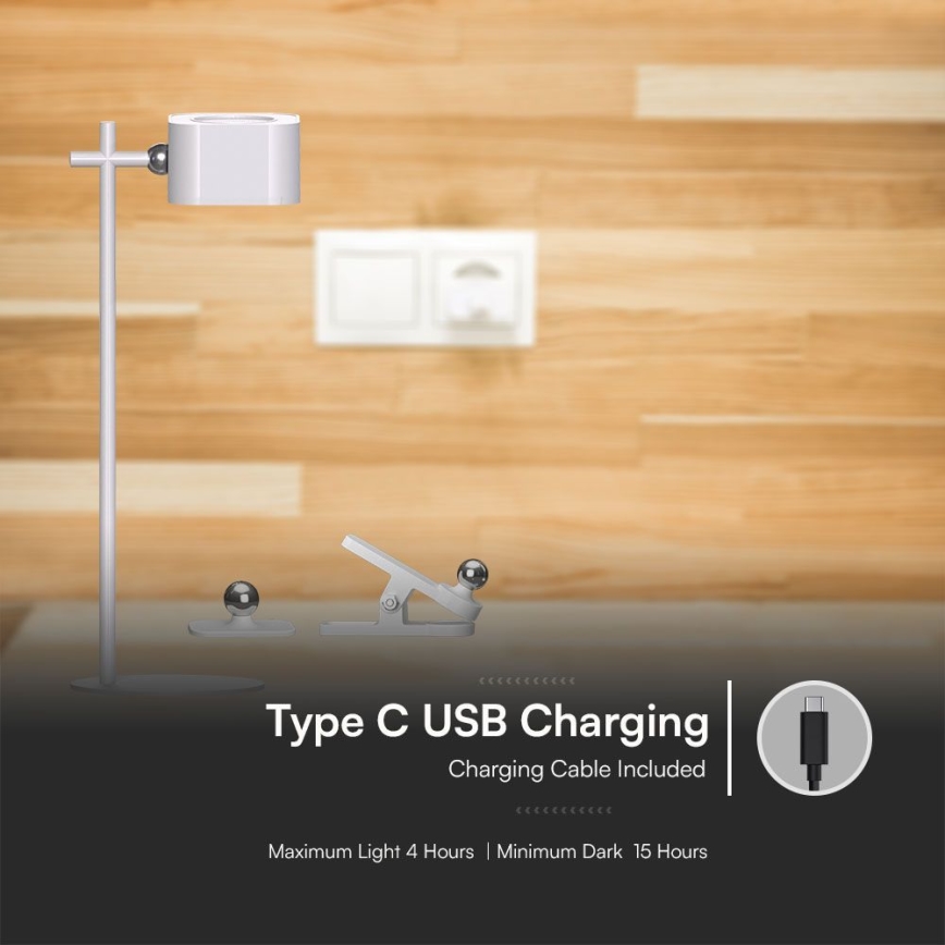 LED dimmbare magnetische wiederaufladbare Schreibtischlampe 4in1 LED/3W/5V 3000-6000K 1800 mAh weiß