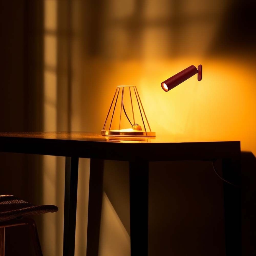 LED dimmbare magnetische wiederaufladbare Tischlampe 3in1 LED/3W/5V 4000K 1500 mAh rot