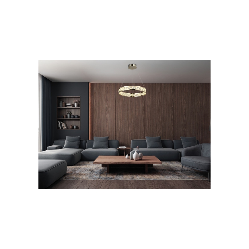 Dimmbare LED-Kristall-Pendelleuchte an Kabel ENRIQUE LED/40W//230V 3000-6000K Ø 60 cm + Fernbedienung