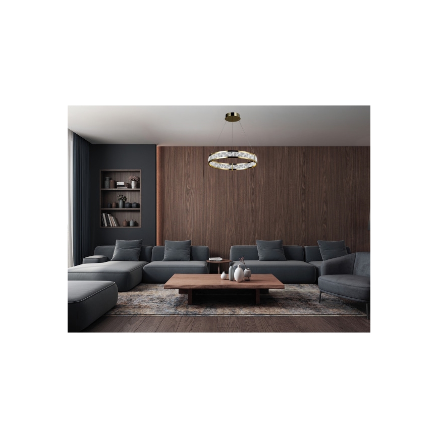 Dimmbare LED-Kristall-Pendelleuchte an Kabel ENRIQUE LED/40W//230V 3000-6000K Ø 60 cm + Fernbedienung