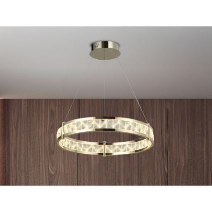 Dimmbare LED-Kristall-Pendelleuchte an Kabel ENRIQUE LED/40W//230V 3000-6000K Ø 60 cm + Fernbedienung