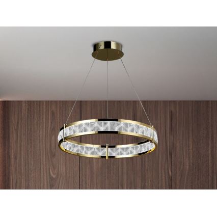 Dimmbare LED-Kristall-Pendelleuchte an Kabel ENRIQUE LED/40W//230V 3000-6000K Ø 60 cm + Fernbedienung