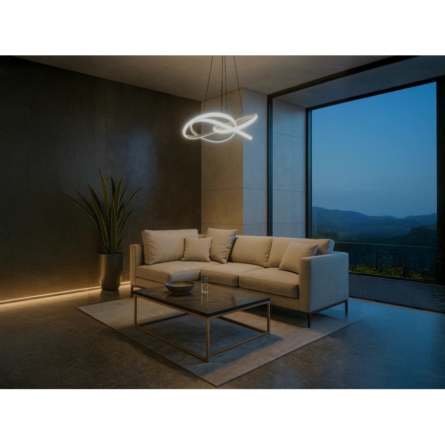 LED-dimmbare Pendelleuchte an Seil LED/95W/230V 3000-6500K Ø 57 cm + Fernbedienung