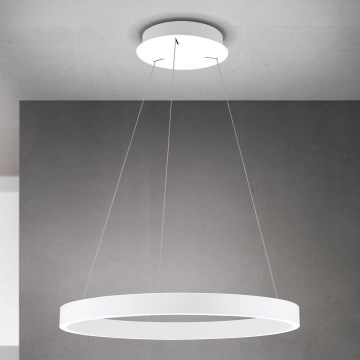 LED dimmbare Pendelleuchte mit Seilaufhängung KOLK LED/60W/230V 2700/3000/4000K Ø 60 cm weiß