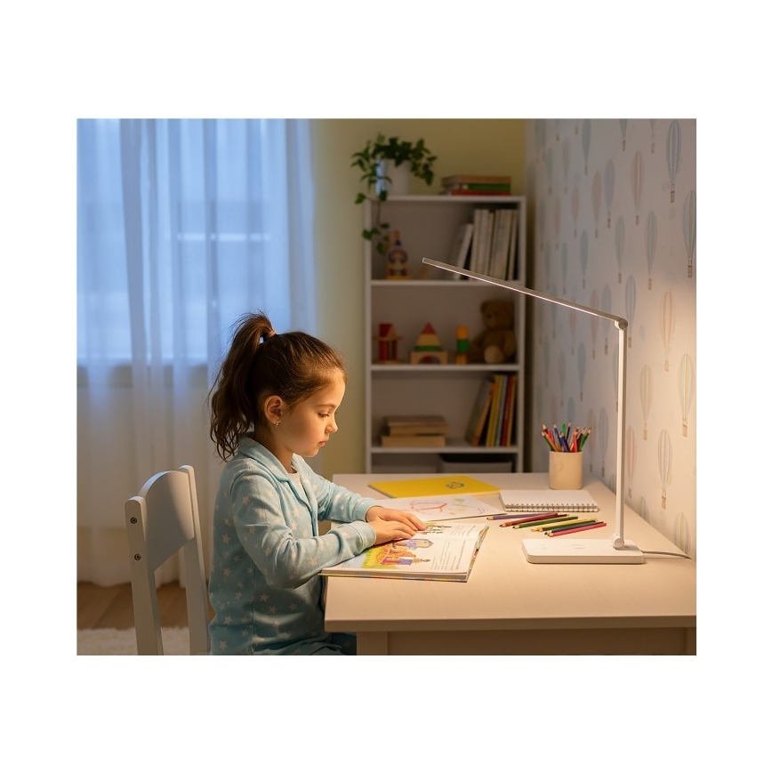Dimmbare LED-Tischlampe mit kabelloser QI-Ladefunktion NOBLITE Q LED/7W/230V 3000/4000/6500K weiß