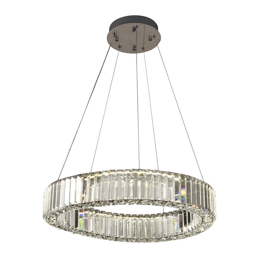 LED dimmbarer Kristall-Kronleuchter an Kabel LED/40W/230V 3000-6500K glänzender Chrom + Fernbedienung