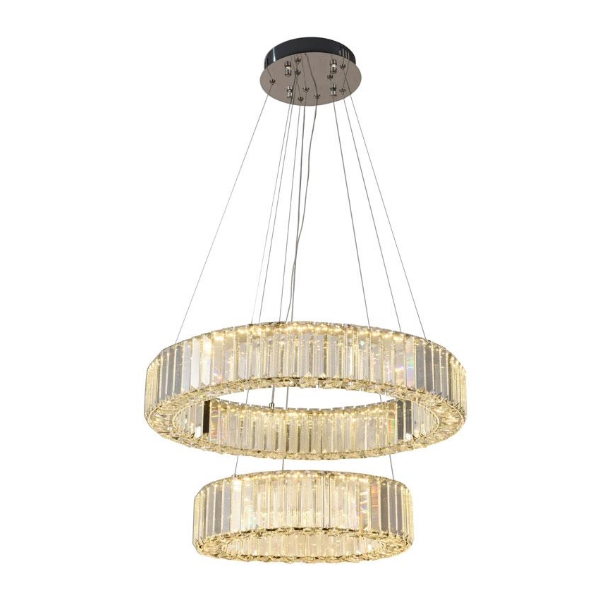 LED dimmbarer Kristall-Pendelleuchter an Seil LED/65W/230V 3000-6500K glänzender Chrom + Fernbedienung