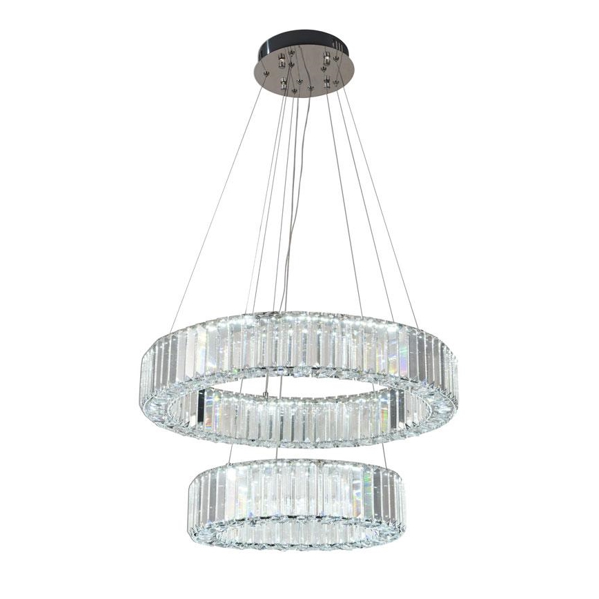 LED dimmbarer Kristall-Pendelleuchter an Seil LED/65W/230V 3000-6500K glänzender Chrom + Fernbedienung