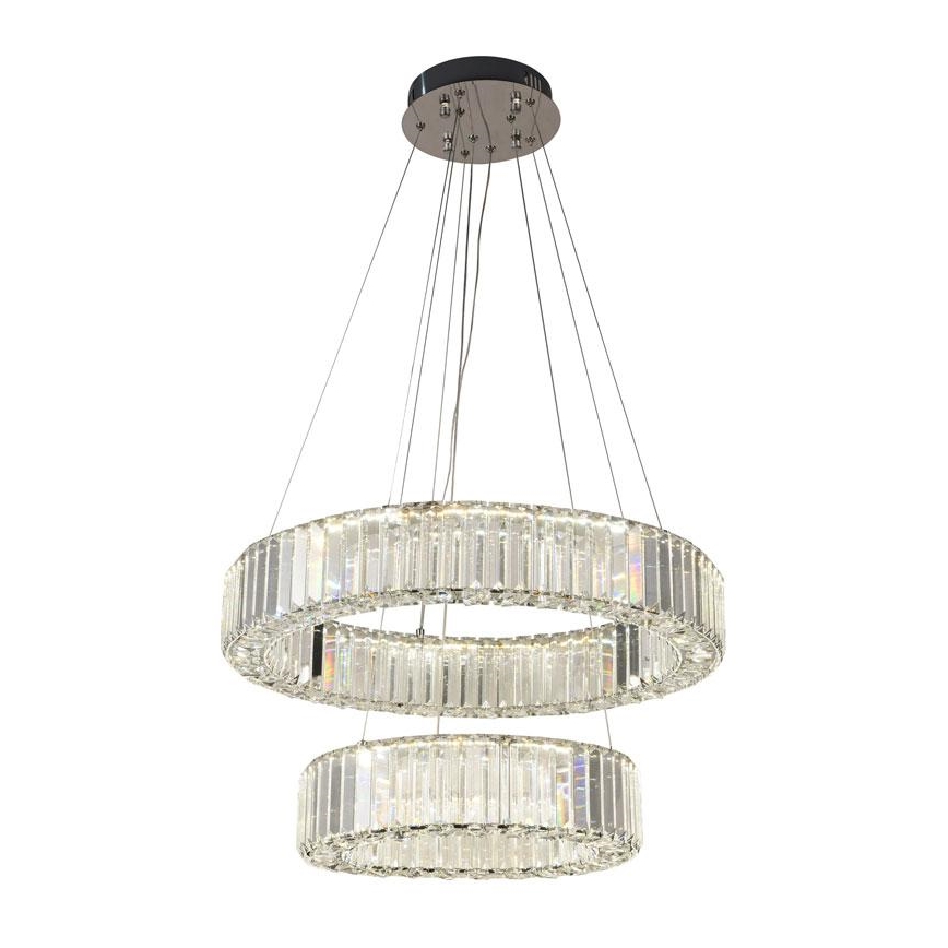 LED dimmbarer Kristall-Pendelleuchter an Seil LED/65W/230V 3000-6500K glänzender Chrom + Fernbedienung