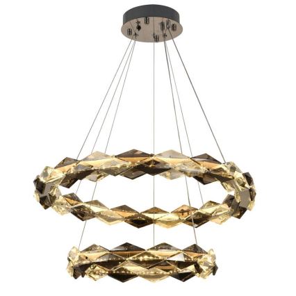 LED dimmbarer Kristall-Pendelleuchter an Seil LED/65W/230V 3000-6500K glänzender Chrom + Fernbedienung