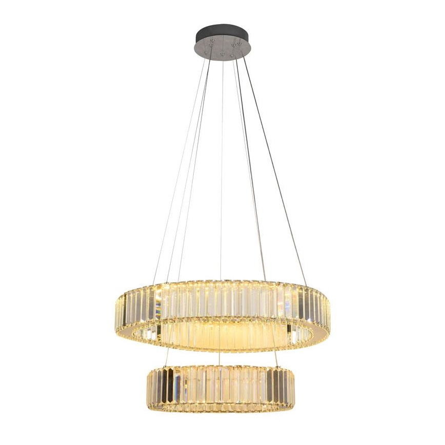 LED dimmbarer Kristall-Pendelleuchter an Seil LED/65W/230V 3000-6500K glänzender Chrom + Fernbedienung