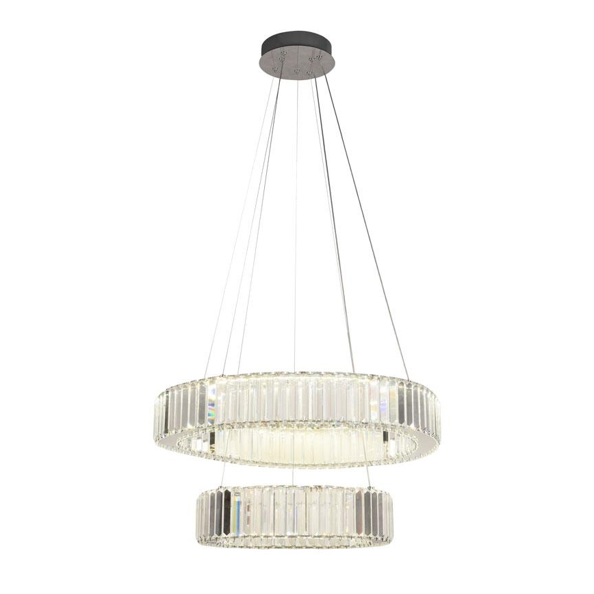 LED dimmbarer Kristall-Pendelleuchter an Seil LED/65W/230V 3000-6500K glänzender Chrom + Fernbedienung