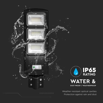 LED dimmbare Solar-Straßenleuchte mit Bewegungs- und Dämmerungssensor LED/12W/3,2V 6000K IP65 10000 mAh schwarz + Fernbedienung