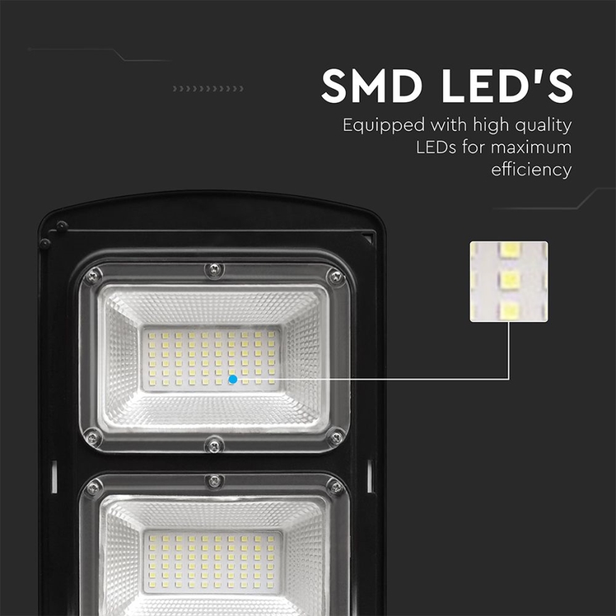 LED dimmbare Solar-Straßenleuchte mit Bewegungs- und Dämmerungssensor LED/12W/3,2V 6000K IP65 10000 mAh schwarz + Fernbedienung