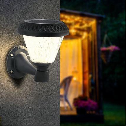 LED Dimmbare Solar-Wandleuchte LED/0,8W/5,5V 3000/4000/6400K IP44 + Fernbedienung