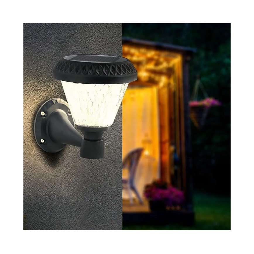 LED Dimmbare Solar-Wandleuchte LED/0,8W/5,5V 3000/4000/6400K IP44 + Fernbedienung