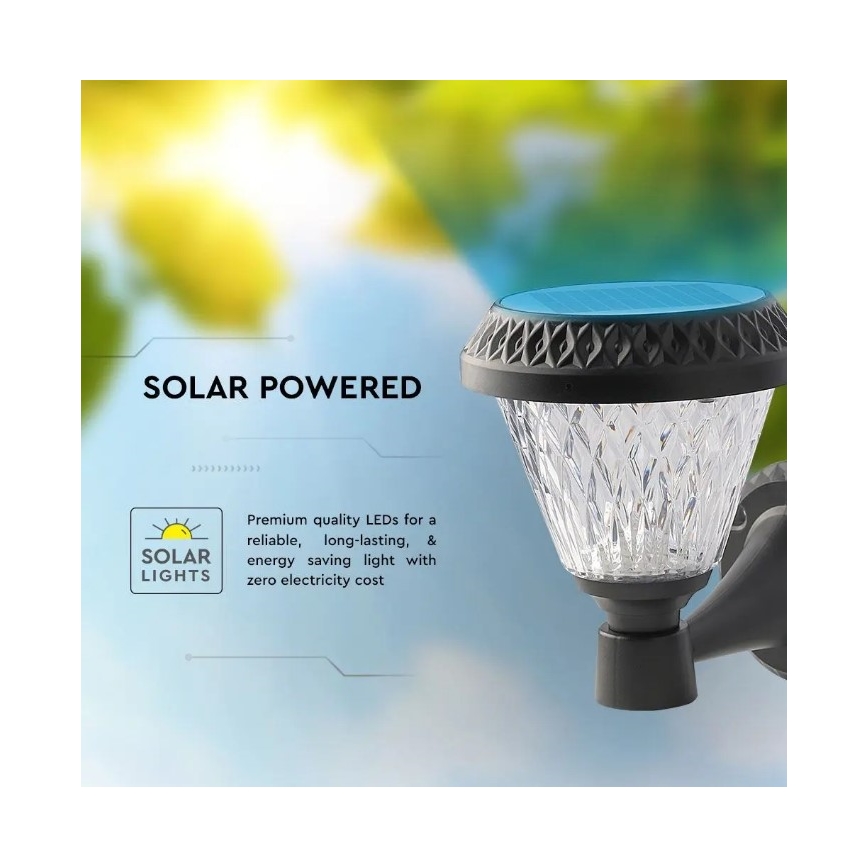 LED Dimmbare Solar-Wandleuchte LED/0,8W/5,5V 3000/4000/6400K IP44 + Fernbedienung