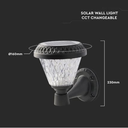 LED Dimmbare Solar-Wandleuchte LED/0,8W/5,5V 3000/4000/6400K IP44 + Fernbedienung