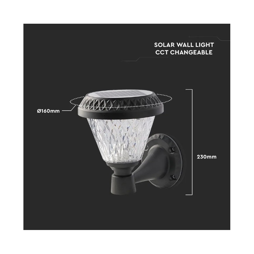 LED Dimmbare Solar-Wandleuchte LED/0,8W/5,5V 3000/4000/6400K IP44 + Fernbedienung