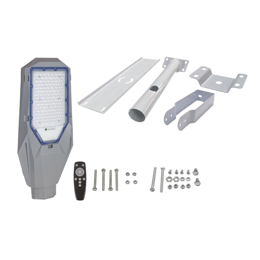 Dimmbare LED-Straßenleuchte mit Dämmerungssensor und Solarpanel LED/200W/20000 mAh 6500K IP65 grau