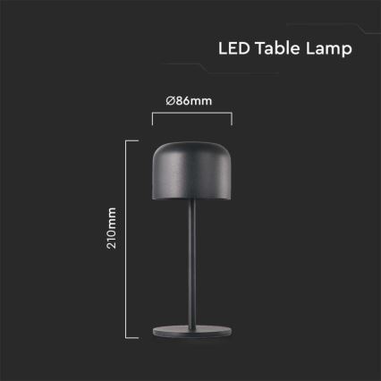 LED dimmbare, wiederaufladbare Touch-Tischlampe LED/1,5W/5V 2700-5700K IP54 2200 mAh schwarz
