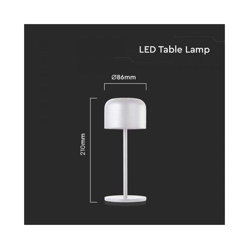 LED dimmbare, wiederaufladbare Touch-Tischlampe LED/1,5W/5V 2700-5700K IP54 2200 mAh weiß