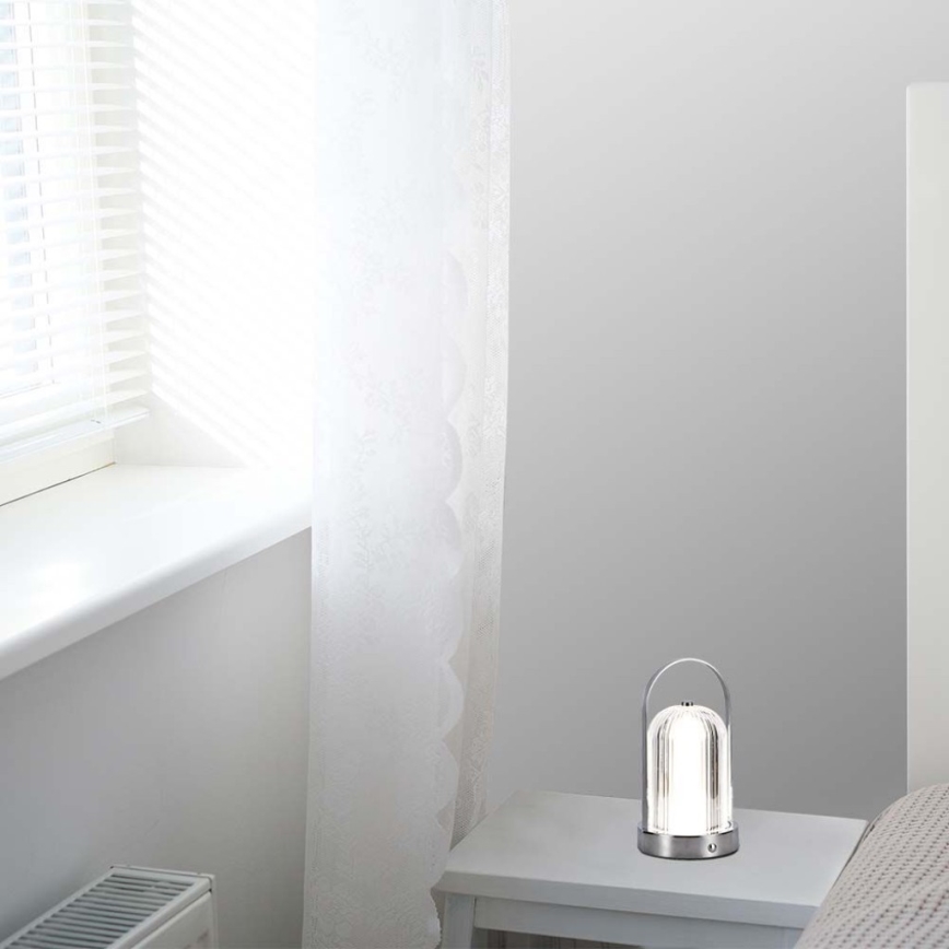 LED dimmbare, wiederaufladbare Touch-Tischlampe LED/1W/5V 3000-6000K 1800 mAh mattchrom