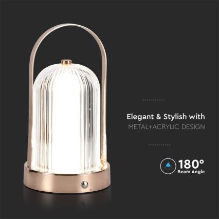 LED dimmbare wiederaufladbare Touch-Tischlampe LED/1W/5V 3000-6000K 1800 mAh Kupfer