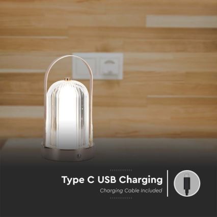 LED dimmbare wiederaufladbare Touch-Tischlampe LED/1W/5V 3000-6000K 1800 mAh Kupfer