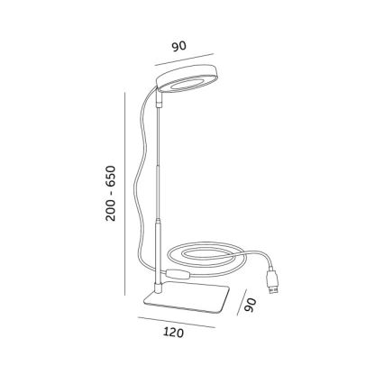 Dimmbare LED-Tischlampe für Pflanzenanbau VERDI LED/5W/5V 1300K CRI 95 schwarz
