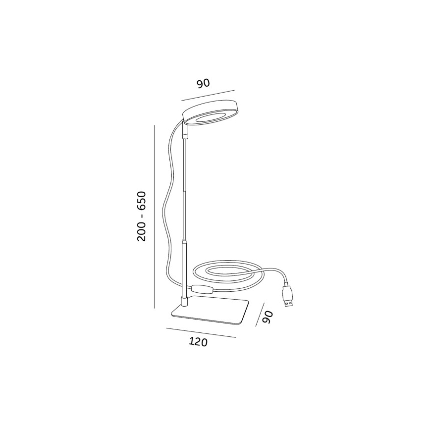Dimmbare LED-Tischlampe für Pflanzenanbau VERDI LED/5W/5V 1300K CRI 95 schwarz