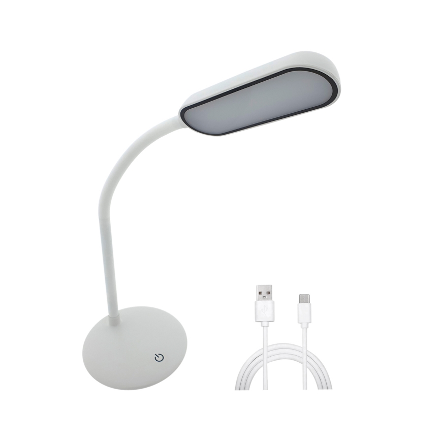 LED dimmbare, berührungsaktivierte flexible Tischlampe LED/6W/5V USB 1200 mAh weiß