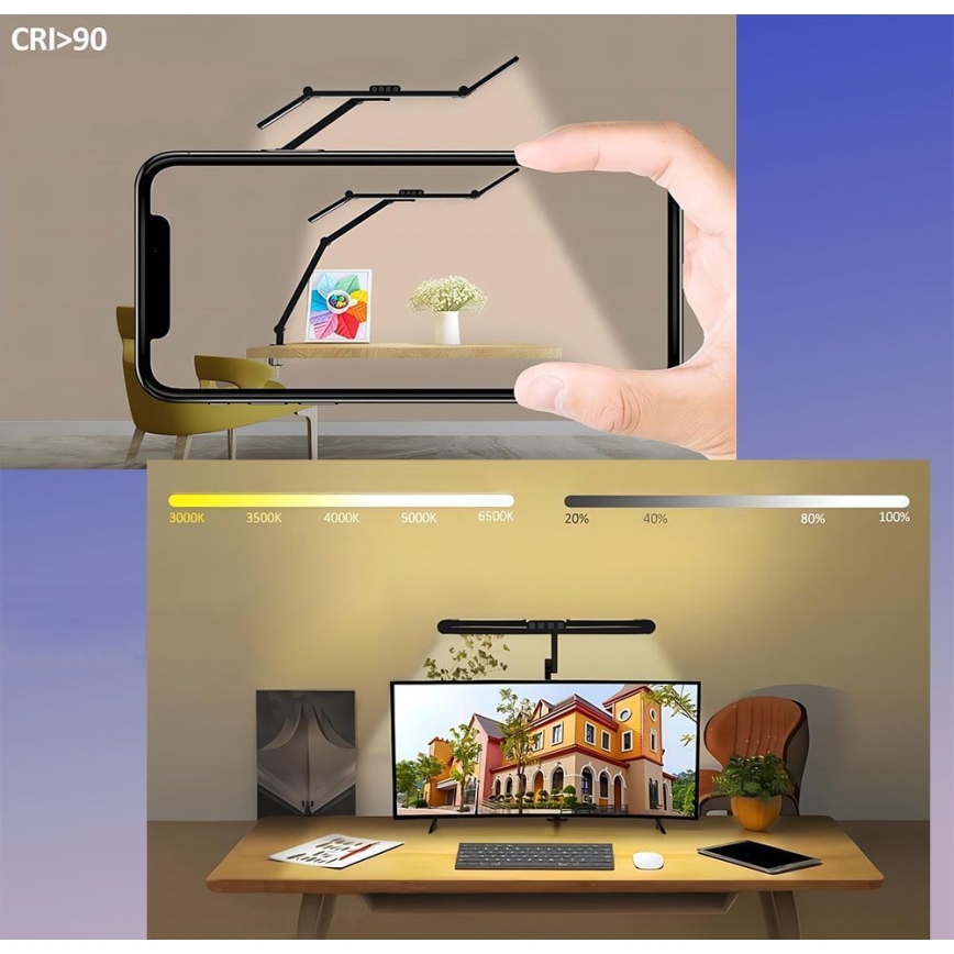 LED dimmbare, berührungsaktivierte flexible Tischlampe LED/24W/230V 3000-6500K CRI 92 Schwarz