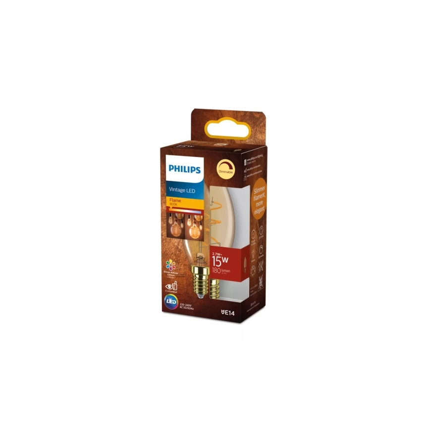 LED-dimmbare Vintage-Glühbirne Philips B35 E14/2,7W/230V 1800K CRI 90