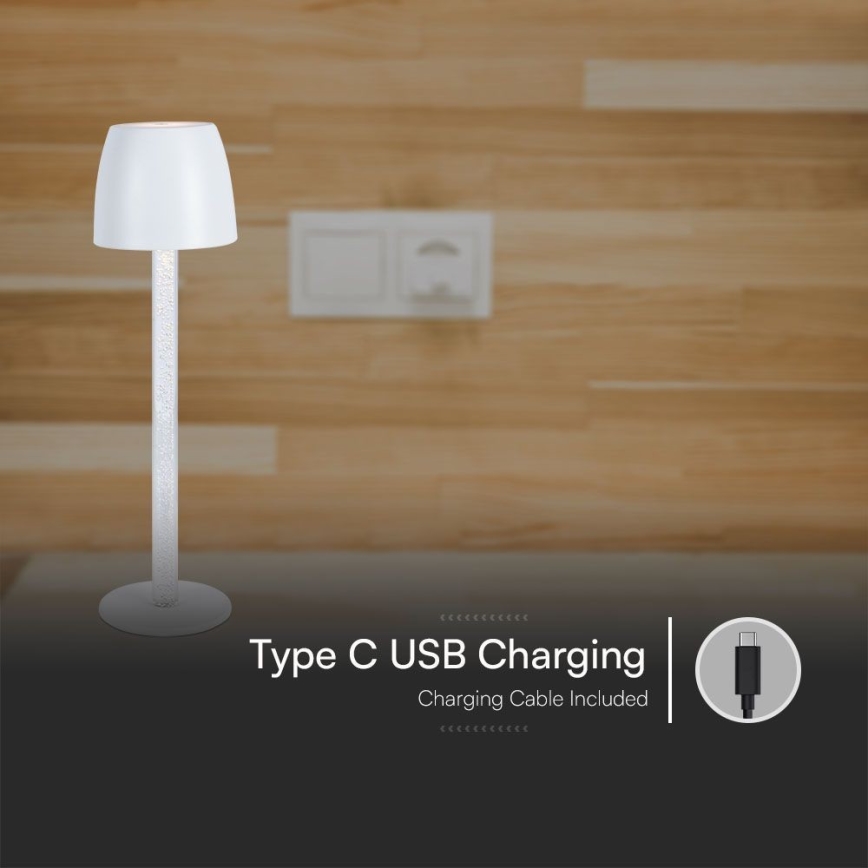 LED Dimmbarer wiederaufladbarer Touch-Tischleuchte LED/3W/5V 3000K 1800 mAh Weiß