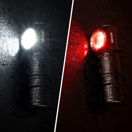 Dimmbare, wiederaufladbare LED-Stirnlampe mit rotem Licht, 3-in-1, LED/10W/5V, IP66, 500 lm, 800 mAh