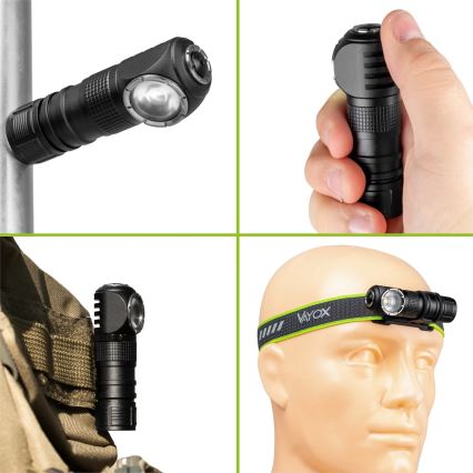 Dimmbare, wiederaufladbare LED-Stirnlampe mit rotem Licht, 3-in-1, LED/10W/5V, IP66, 500 lm, 800 mAh