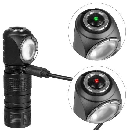 Dimmbare, wiederaufladbare LED-Stirnlampe mit rotem Licht, 3-in-1, LED/10W/5V, IP66, 500 lm, 800 mAh