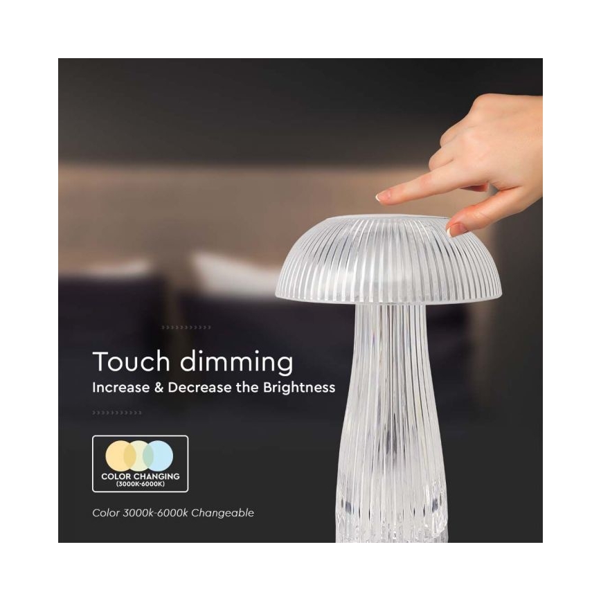 LED dimmbare, wiederaufladbare Touch-Tischlampe LED/1W/5V 3000-6000K 1800 mAh klar