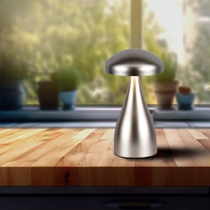 LED dimmbare wiederaufladbare Touch-Tischlampe LED/1W/5V 3000-6000K 1800 mAh silber