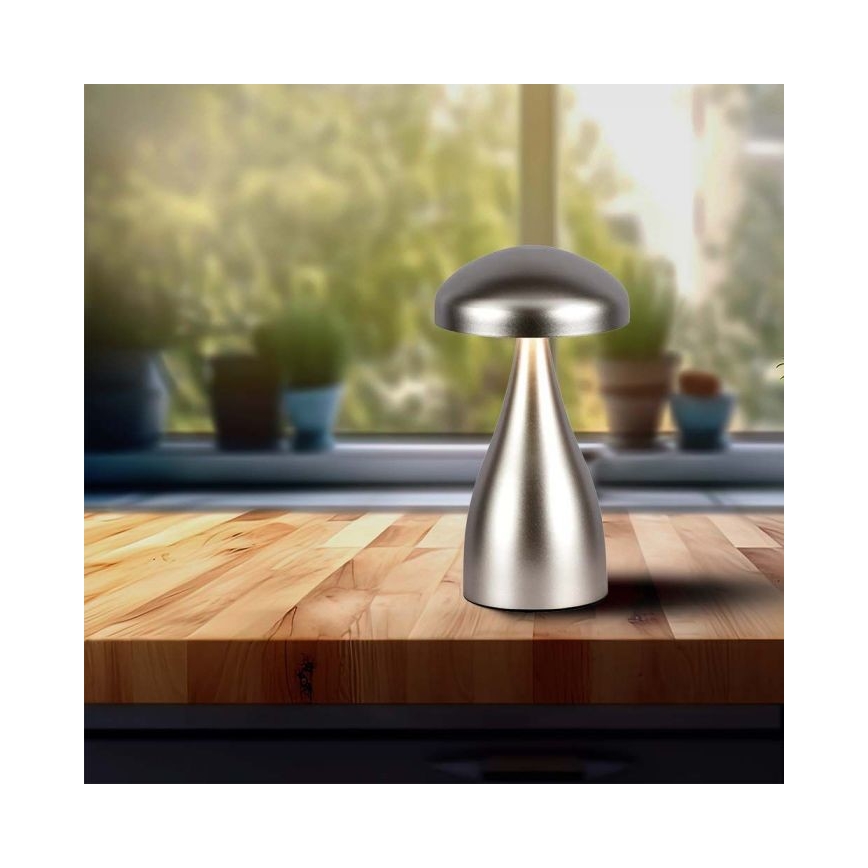 LED dimmbare wiederaufladbare Touch-Tischlampe LED/1W/5V 3000-6000K 1800 mAh silber