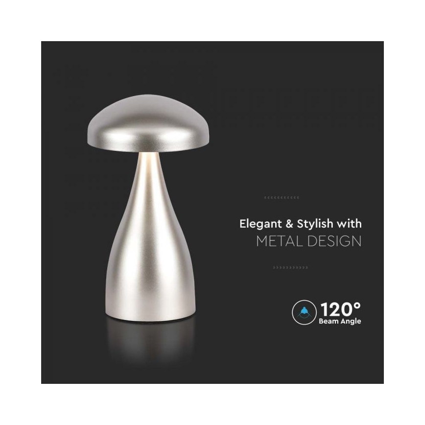 LED dimmbare wiederaufladbare Touch-Tischlampe LED/1W/5V 3000-6000K 1800 mAh silber