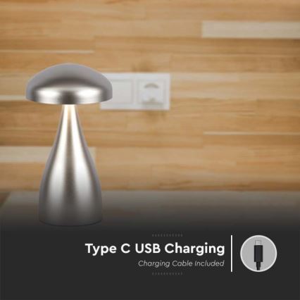 LED dimmbare wiederaufladbare Touch-Tischlampe LED/1W/5V 3000-6000K 1800 mAh silber