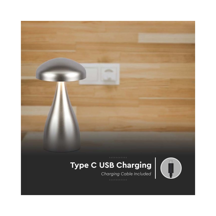 LED dimmbare wiederaufladbare Touch-Tischlampe LED/1W/5V 3000-6000K 1800 mAh silber