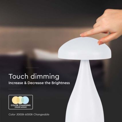 LED dimmbare wiederaufladbare Touch-Tischlampe LED/1W/5V 3000-6000K 1800 mAh weiß