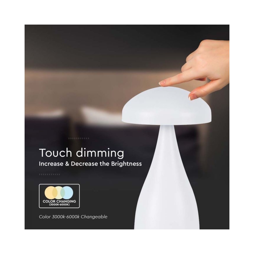 LED dimmbare wiederaufladbare Touch-Tischlampe LED/1W/5V 3000-6000K 1800 mAh weiß