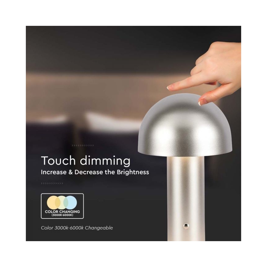 LED dimmbare wiederaufladbare Touch-Tischlampe LED/1W/5V 3000-6000K 1800 mAh gold